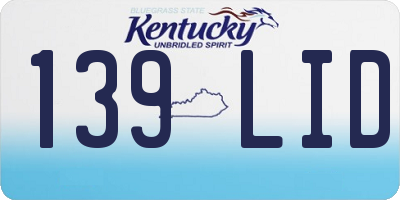 KY license plate 139LID
