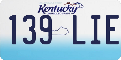 KY license plate 139LIE