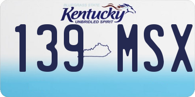 KY license plate 139MSX