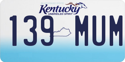 KY license plate 139MUM
