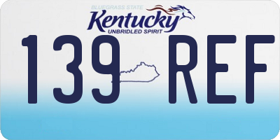 KY license plate 139REF