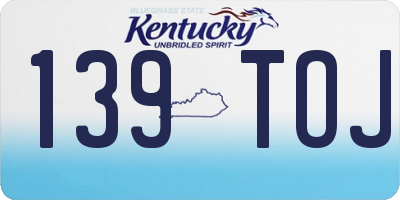KY license plate 139TOJ