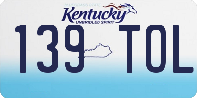 KY license plate 139TOL