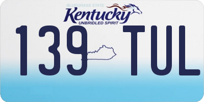 KY license plate 139TUL