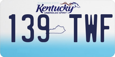 KY license plate 139TWF