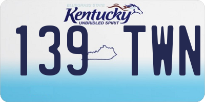 KY license plate 139TWN