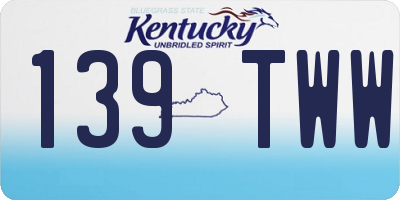 KY license plate 139TWW