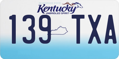 KY license plate 139TXA