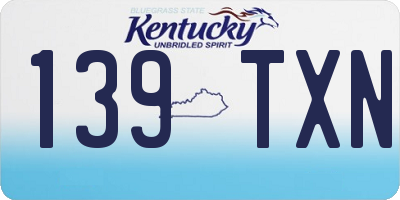 KY license plate 139TXN