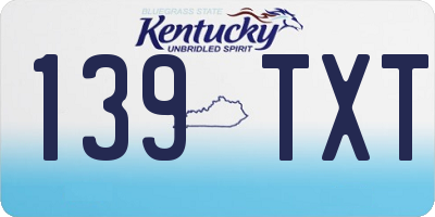 KY license plate 139TXT