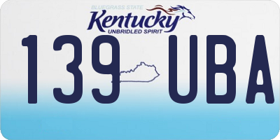 KY license plate 139UBA