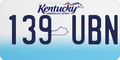 KY license plate 139UBN