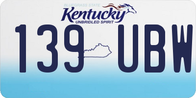 KY license plate 139UBW