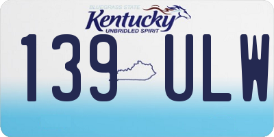 KY license plate 139ULW