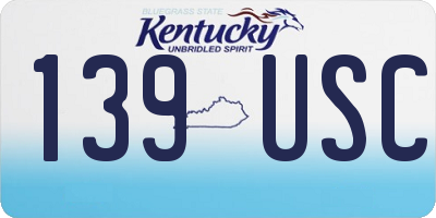 KY license plate 139USC