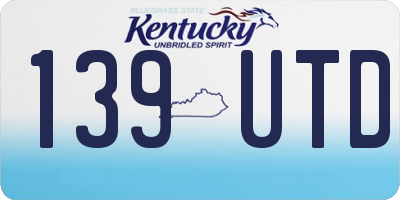 KY license plate 139UTD