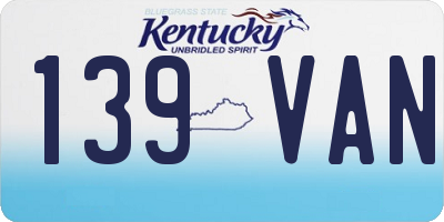 KY license plate 139VAN
