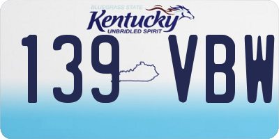 KY license plate 139VBW