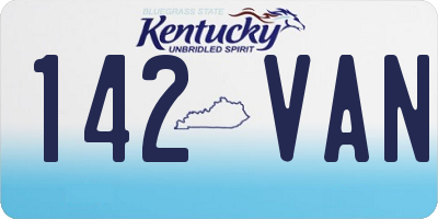 KY license plate 142VAN