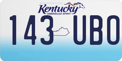 KY license plate 143UBO
