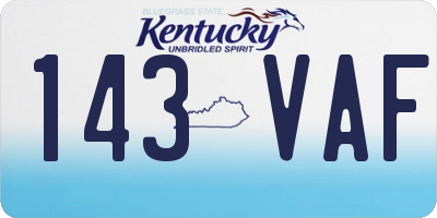 KY license plate 143VAF