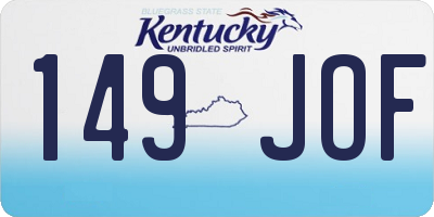 KY license plate 149JOF