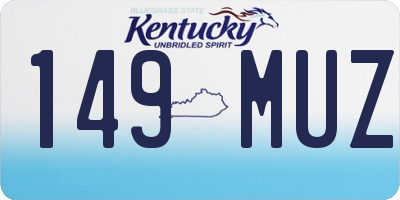 KY license plate 149MUZ