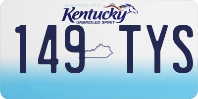 KY license plate 149TYS