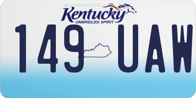 KY license plate 149UAW