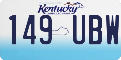 KY license plate 149UBW