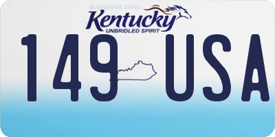 KY license plate 149USA