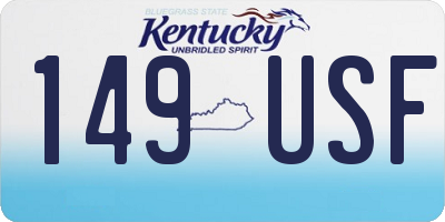 KY license plate 149USF