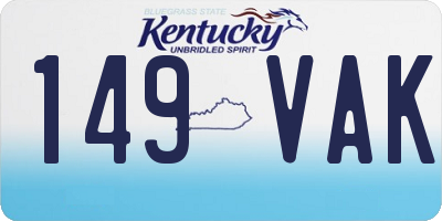 KY license plate 149VAK