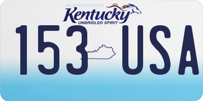 KY license plate 153USA
