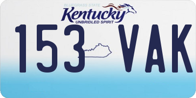 KY license plate 153VAK