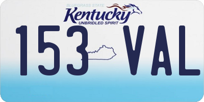 KY license plate 153VAL