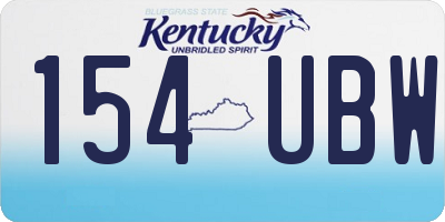 KY license plate 154UBW