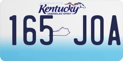 KY license plate 165JOA