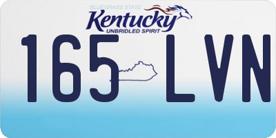 KY license plate 165LVN