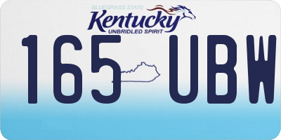 KY license plate 165UBW