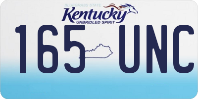 KY license plate 165UNC