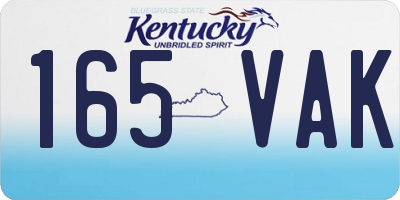 KY license plate 165VAK