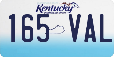 KY license plate 165VAL