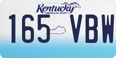 KY license plate 165VBW