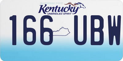 KY license plate 166UBW