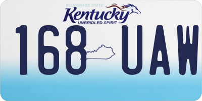 KY license plate 168UAW