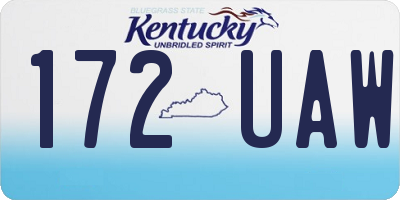 KY license plate 172UAW