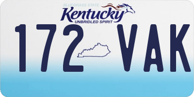 KY license plate 172VAK