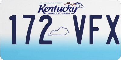 KY license plate 172VFX