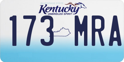KY license plate 173MRA